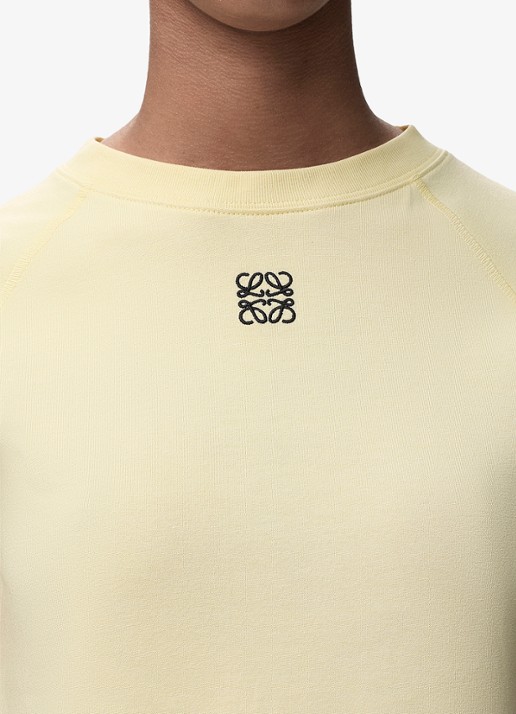 LOEWE T-shirt met logoborduring - detail 5 lichtgeel