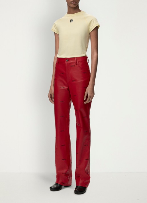 LOEWE T-shirt met logoborduring - voorkant 3 lichtgeel