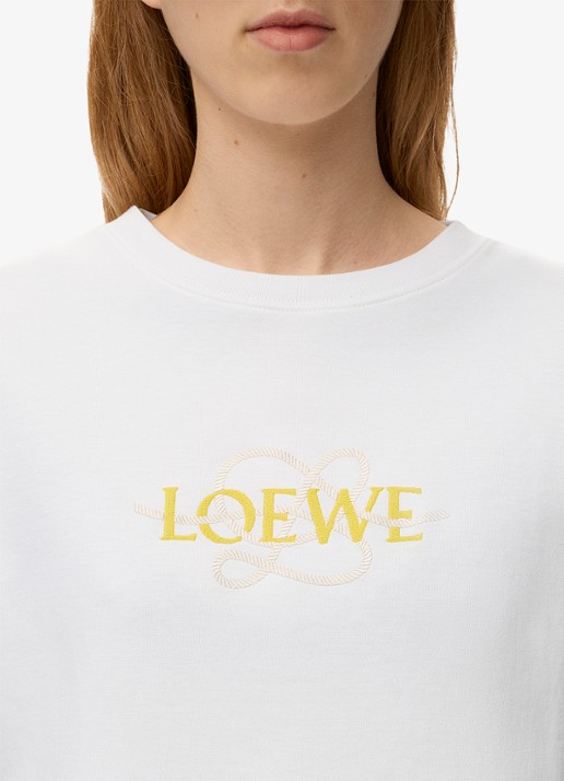 LOEWE T shirt met logoborduring - detail 5 wit