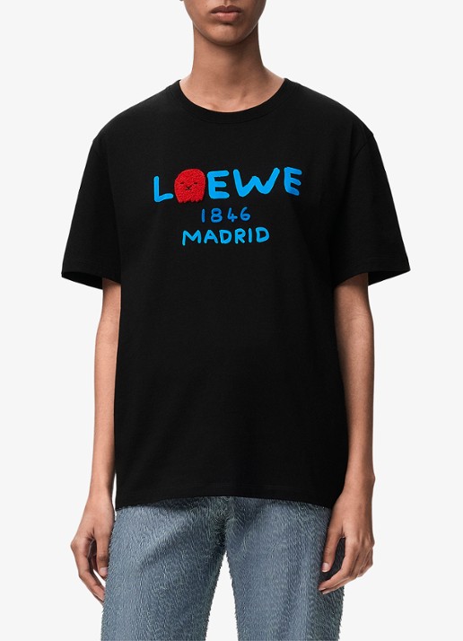 LOEWE T-shirt met logoprint - detail 4 zwart