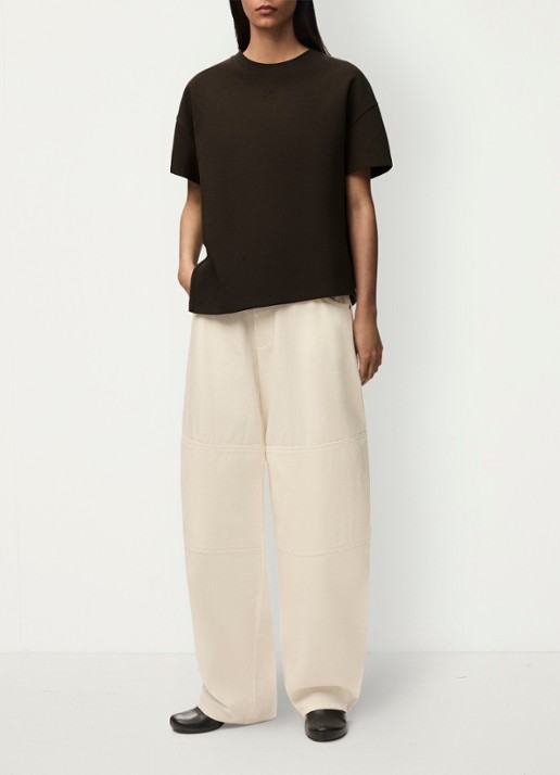 LOEWE T-shirt met zijsplit en logo - voorkant 4 bruin