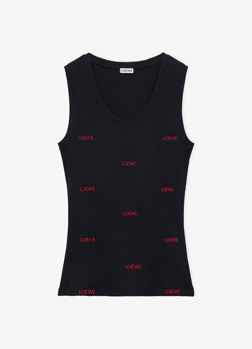 LOEWE Tanktop met logoprint - voorkant zwart