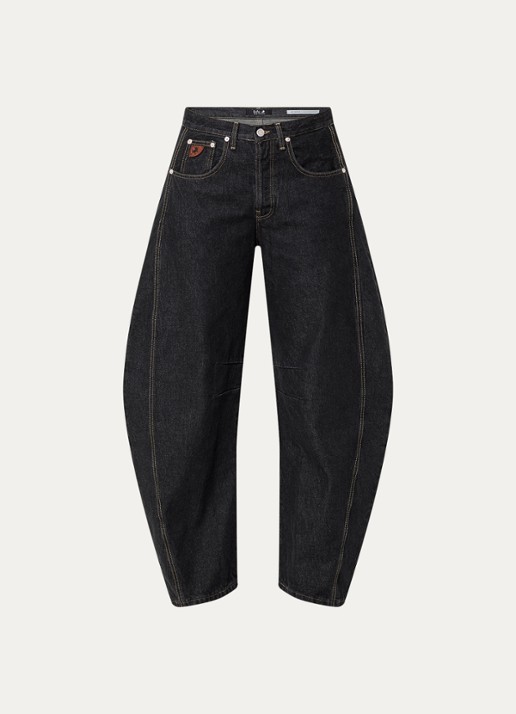 Lois Aliana high waist loose fit jeans met donkere wassing - voorkant indigo