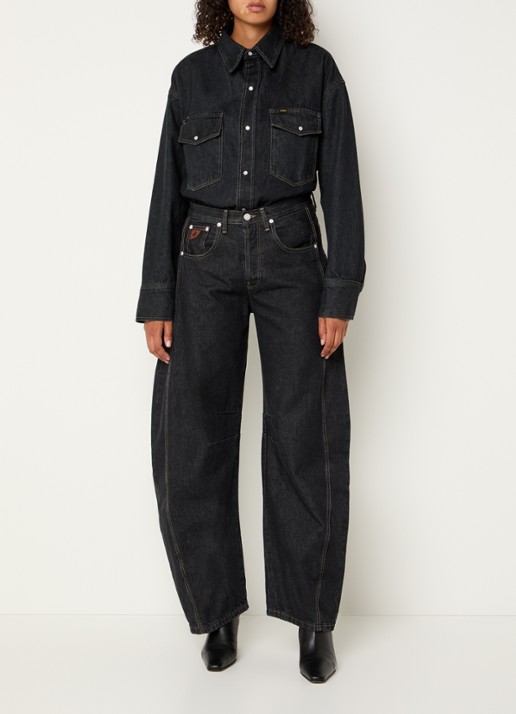 Lois Aliana high waist loose fit jeans met donkere wassing - voorkant 2 indigo