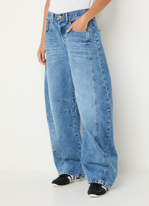 Lois Aliana high waist tapered fit broek met steekzakken - detail lichtblauw