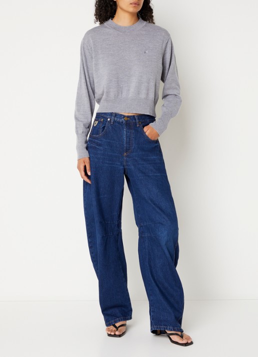 Lois Aliana high waist wide leg jeans met donkere wassing - voorkant 5 indigo