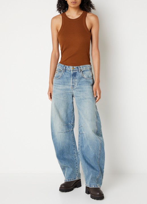 Lois Aliana high waist wide leg jeans met donkere wassing - voorkant 2 jeans