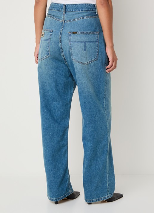Lois Bruna high waist loose fit jeans met lichte wassing - achterkant indigo