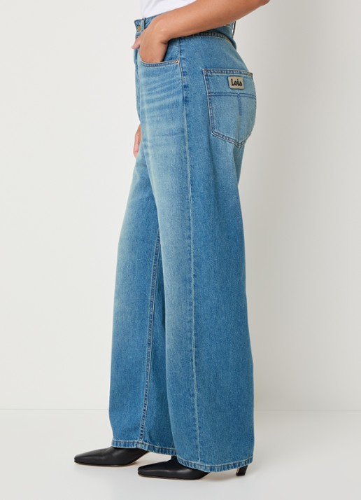 Lois Bruna high waist loose fit jeans met lichte wassing - detail 3 indigo