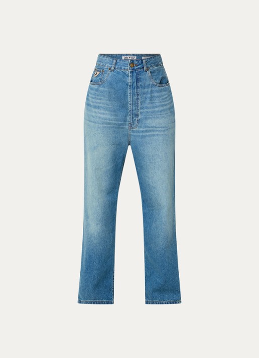 Lois Bruna high waist loose fit jeans met lichte wassing - voorkant 4 indigo