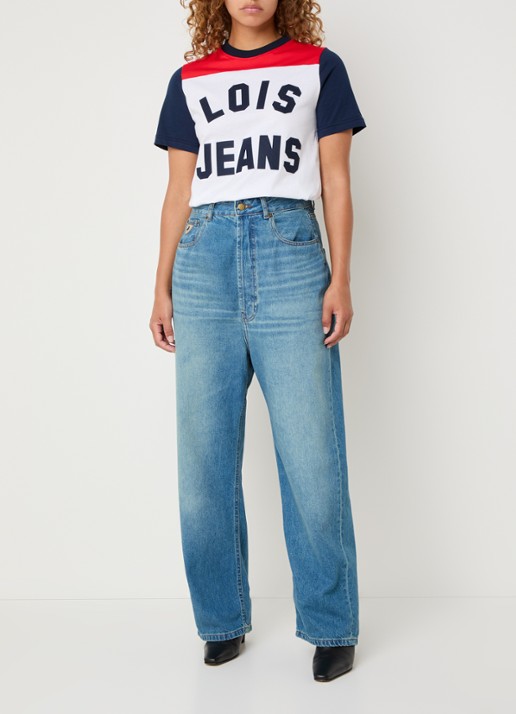 Lois Bruna high waist loose fit jeans met lichte wassing - voorkant 5 indigo