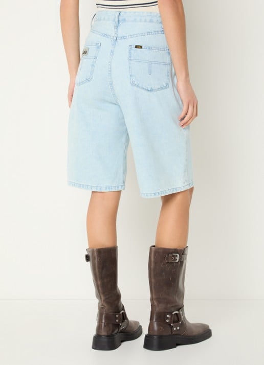 Lois Camille high waist loose fit korte broek van denim - achterkant lichtblauw