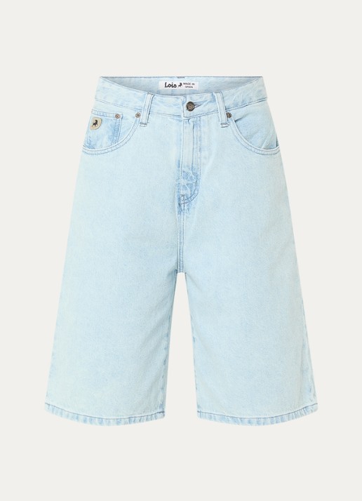 Lois Camille high waist loose fit korte broek van denim - voorkant 3 lichtblauw