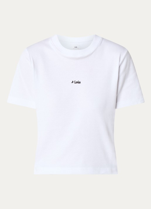 Lois Cherry T-shirt met logo - voorkant 2 wit