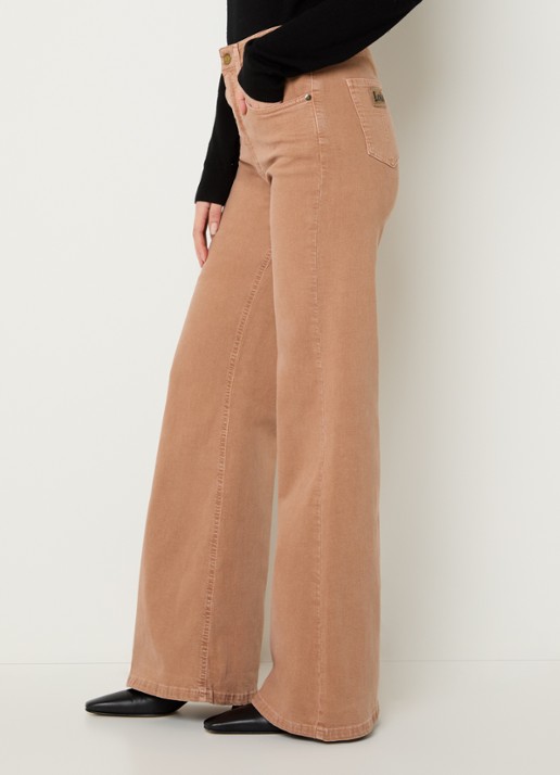Lois High waist flared jeans met gekleurde wassing - detail 4 bruin