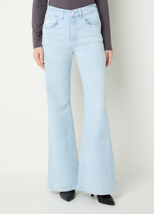 Lois High waist flared jeans met gekleurde wassing - detail 4 lichtblauw