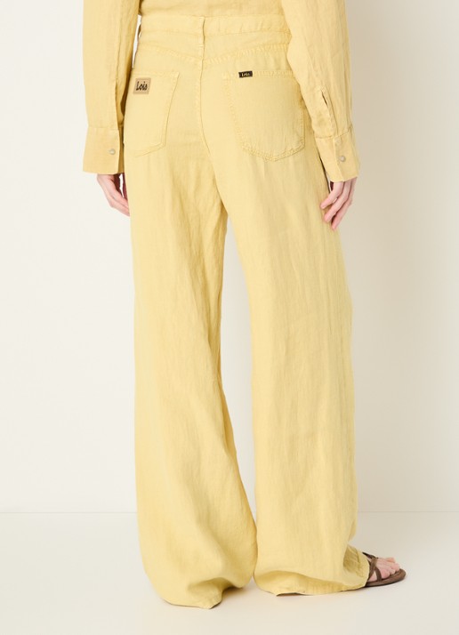 Lois High waist loose fit chino van linnen - achterkant 5 geel