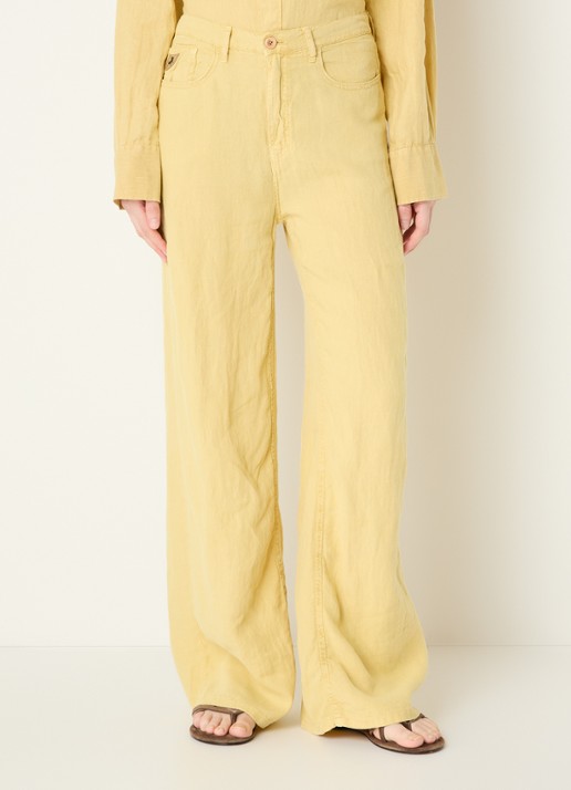 Lois High waist loose fit chino van linnen