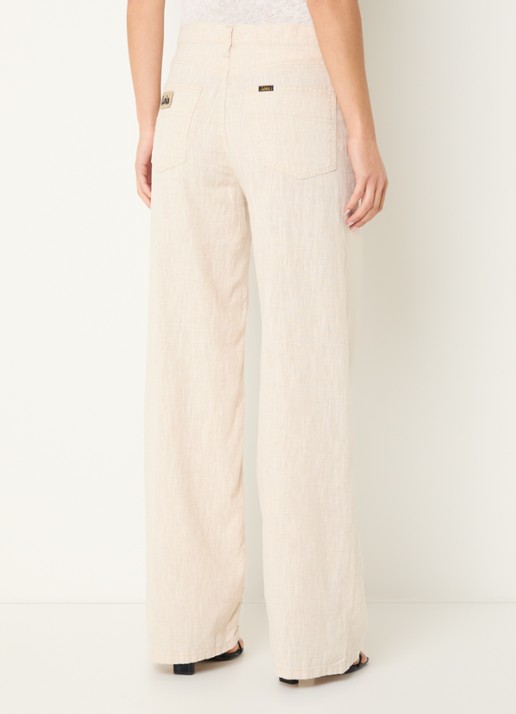 Lois High waist loose fit chino van linnen - achterkant 3 beige