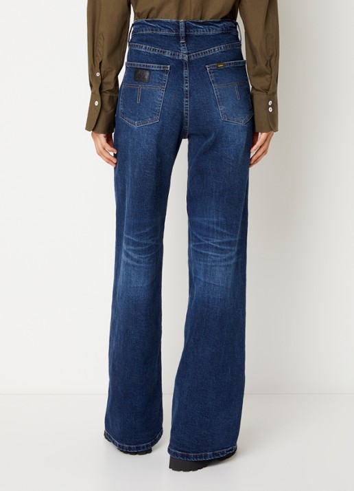 Lois High waist straight leg jeans met donkere wassing - achterkant 5 indigo