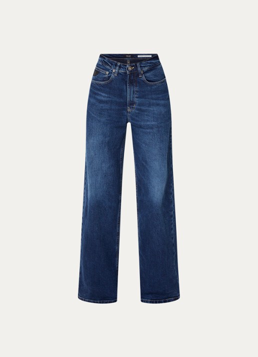 Lois High waist straight leg jeans met donkere wassing - voorkant indigo