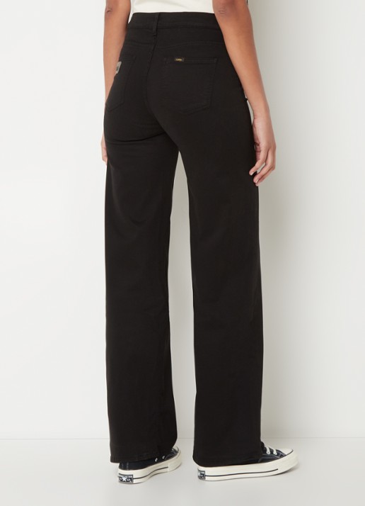 Lois High waist straight leg jeans met stretch - achterkant zwart