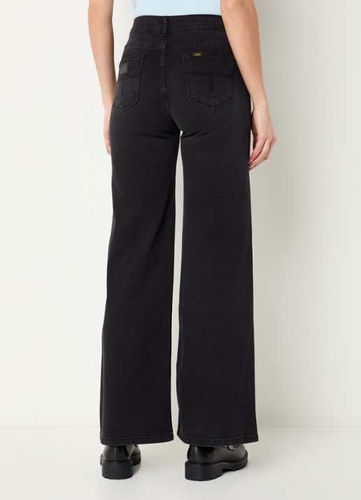 Lois Hypersoft high waist flared jeans met steekzakken - achterkant 3 zwart