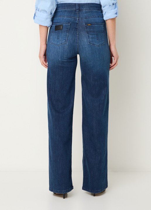 Lois Hypersoft high waist flared jeans met steekzakken - achterkant 3 donkerblauw