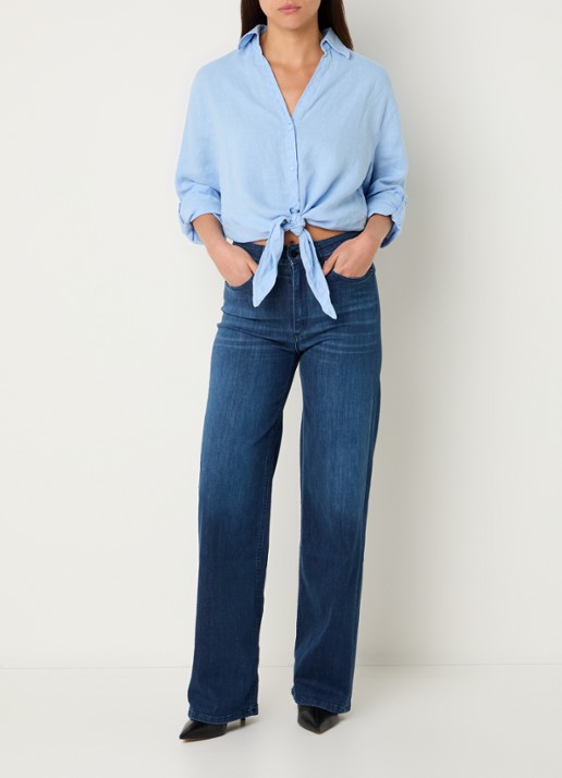 Lois Hypersoft high waist flared jeans met steekzakken - voorkant 4 donkerblauw