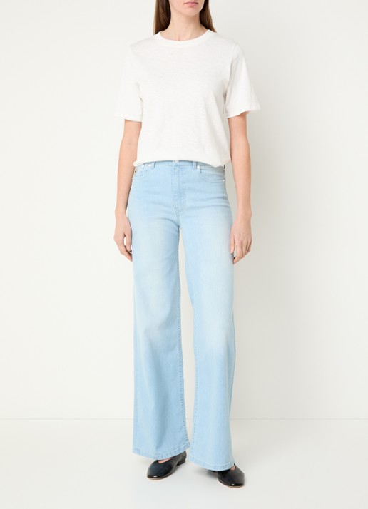 Lois Hypersoft high waist flared jeans met steekzakken - voorkant 3 indigo