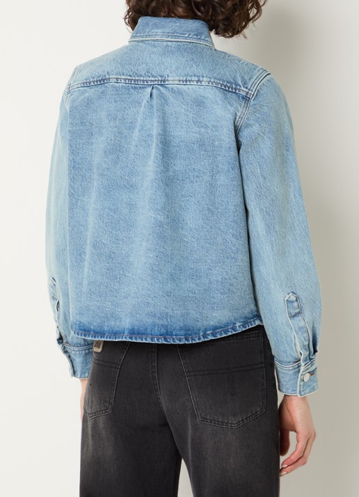 Lois Isa blouse van denim met borstzak - achterkant 4 blauw