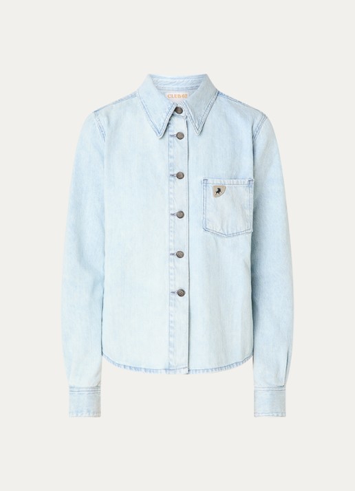 Lois Isa blouse van denim - voorkant 2 lichtblauw