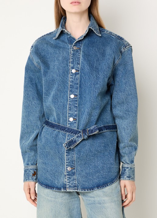 Lois Lea blouse van denim met ceintuur en medium wassing