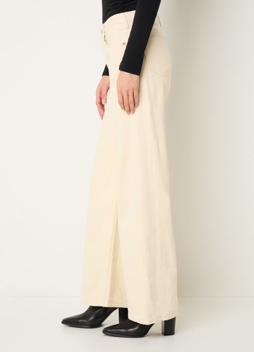 Lois Lindsay mid waist wide leg jeans met gekleurde wassing - detail 5 lichtgeel