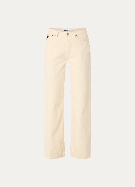 Lois Lindsay mid waist wide leg jeans met gekleurde wassing - voorkant 2 lichtgeel