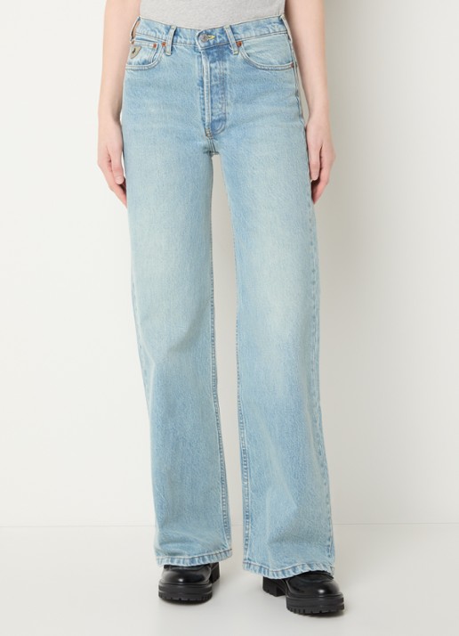 Lois Lindsay mid waist wide leg jeans met lichte wassing