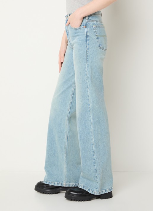Lois Lindsay mid waist wide leg jeans met lichte wassing - detail 5 indigo