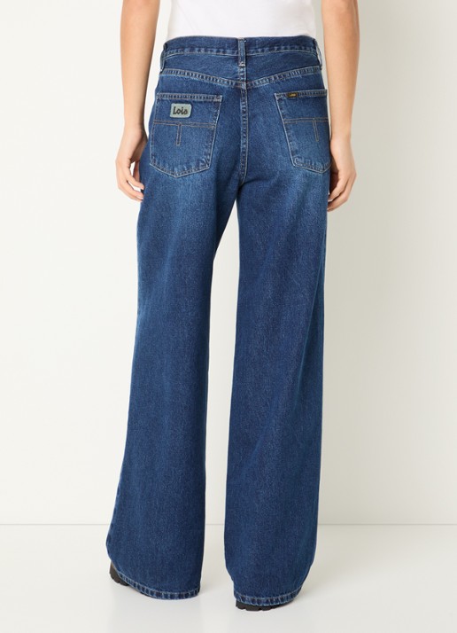 Lois Low waist wide leg jeans met donkere wassing - achterkant 3 indigo
