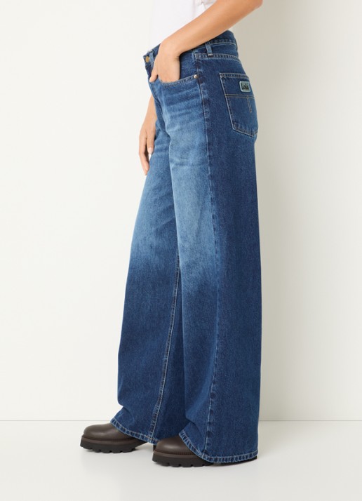 Lois Low waist wide leg jeans met donkere wassing - detail 2 indigo