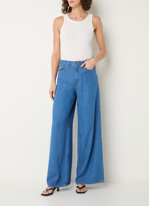 Lois Marlene high waist wide fit broek - voorkant 5 indigo
