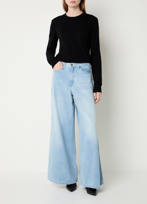 Lois Marlene high waist wide fit broek - voorkant 5 lichtblauw