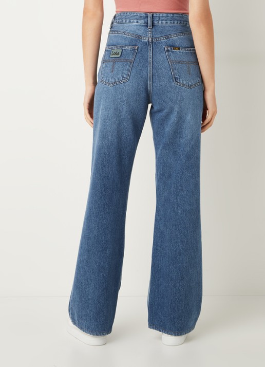 Lois Ninette high waist loose fit jeans met medium wassing  - achterkant indigo