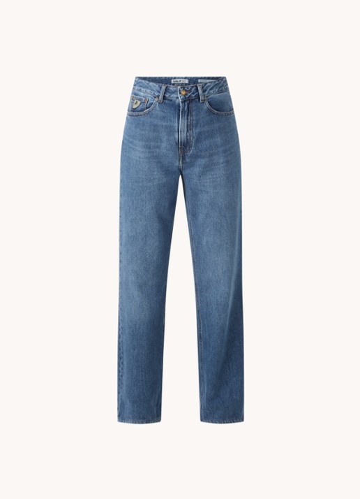 Lois Ninette high waist loose fit jeans met medium wassing  - voorkant 4 indigo