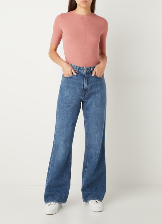 Lois Ninette high waist loose fit jeans met medium wassing  - voorkant 5 indigo