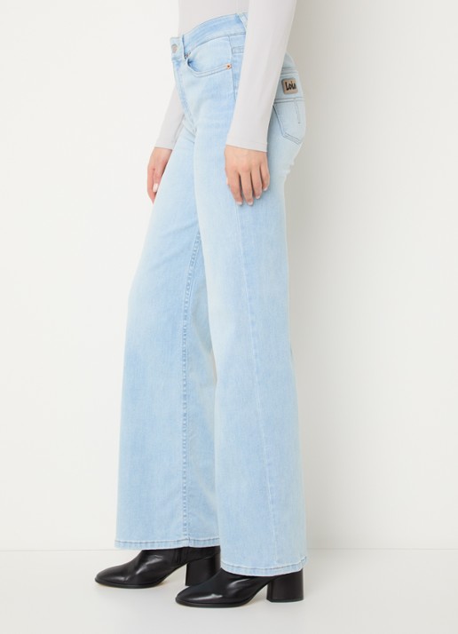 Lois Palazzo high waist flared fit jeans met medium wassing - detail 4 lichtblauw