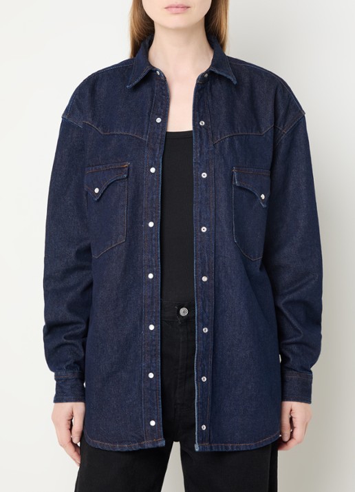 Lois Rafael overshirt van denim met borstzakken - detail 4 indigo