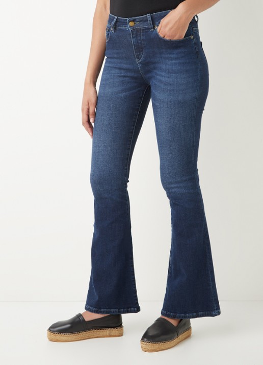 Lois Raval high waist flared fit jeans met donkere wassing - detail 3 indigo