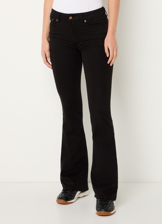 Lois Raval high waist flared jeans met stretch - detail zwart