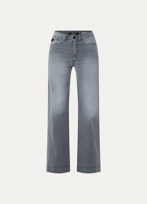 Lois Rosa high waist wide leg jeans met steekzakken - voorkant 4 grijs
