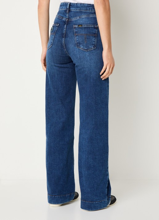 Lois Rosa high waist wide leg jeans met steekzakken - achterkant 3 indigo